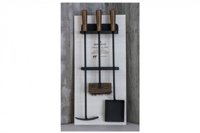 Set de herramientas para brasas HERENCIA GRILL con soporte colgante para pared