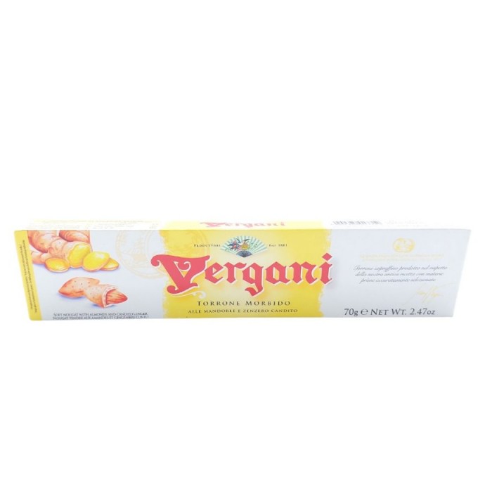 TURRON BLANDO VERGANI CON ALMENDRAS Y JENGIBRE CONFITADO 70GR