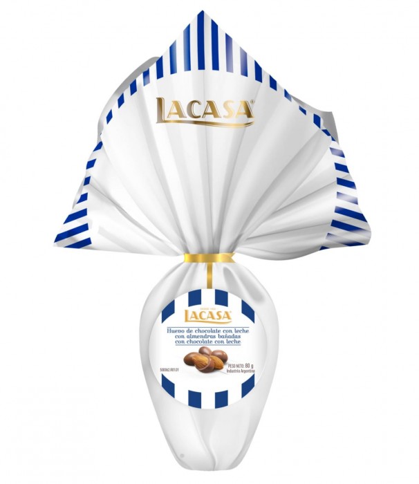 HUEVO DE PASCUAS LACASA C/LECHE Y ALMENDRAS X 80 GR