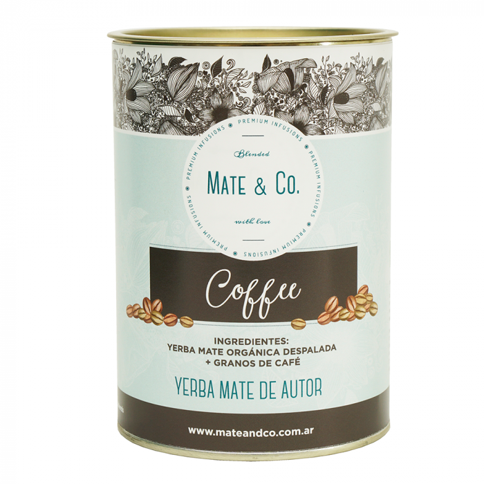 YERBA MATE ORGÁNICA + CAFÉ TOSTADO COLOMBIANO EN GRANOS X 250 GR LATA