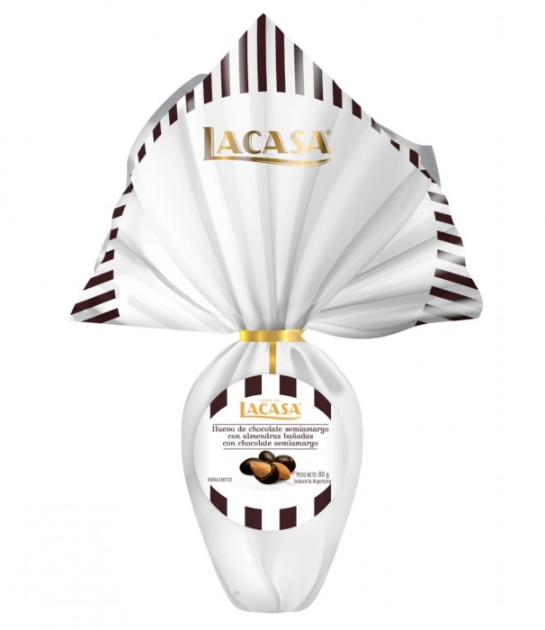 HUEVO DE PASCUAS LACASA SEMIAMARGO C/ALMENDRAS X 80 GR