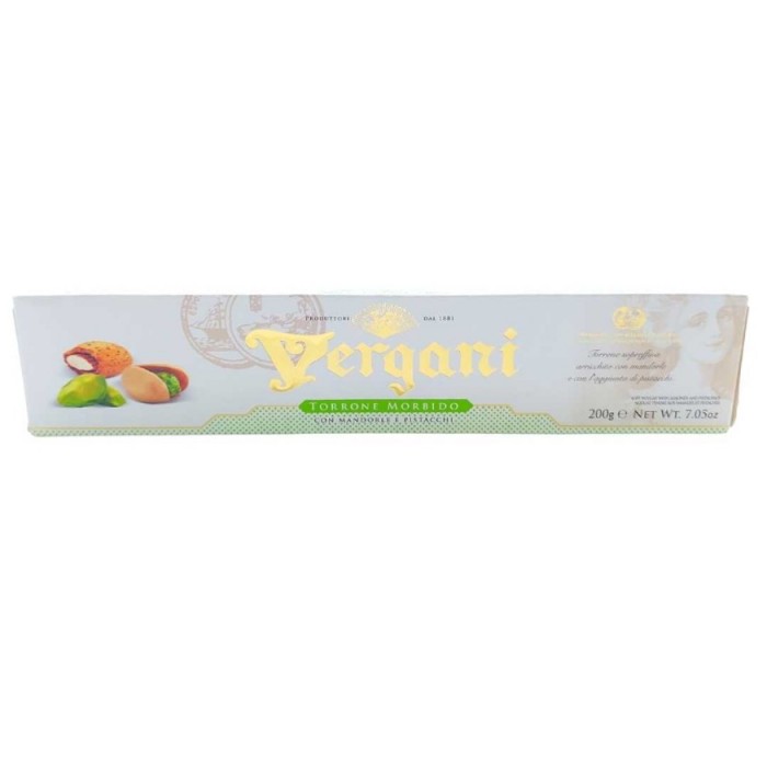 TURRON BLANDO VERGANI CON ALMENDRAS Y PISTACHO 200GR