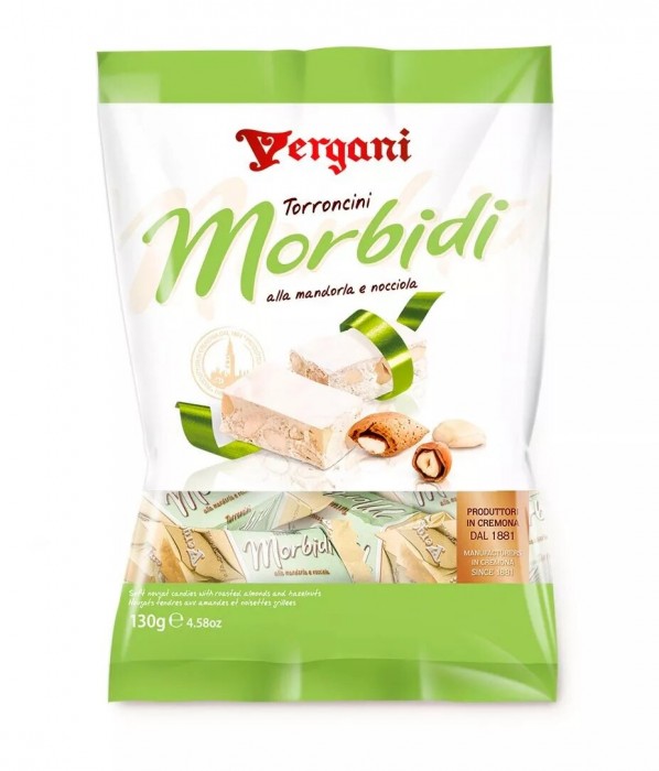 MINI TURRÓN BLANDO ALMENDRAS Y AVELLANAS MORBIDI VERGANI X 130G