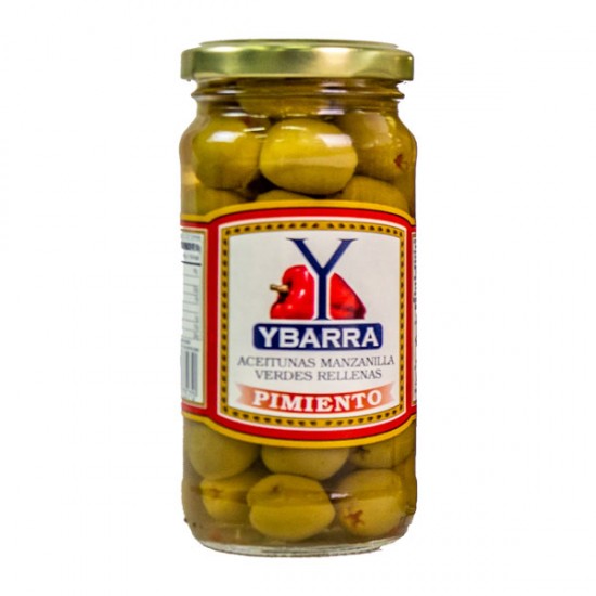ACEITUNAS VERDES RELLENAS DE PIMIENTO YBARRA X 142 GR